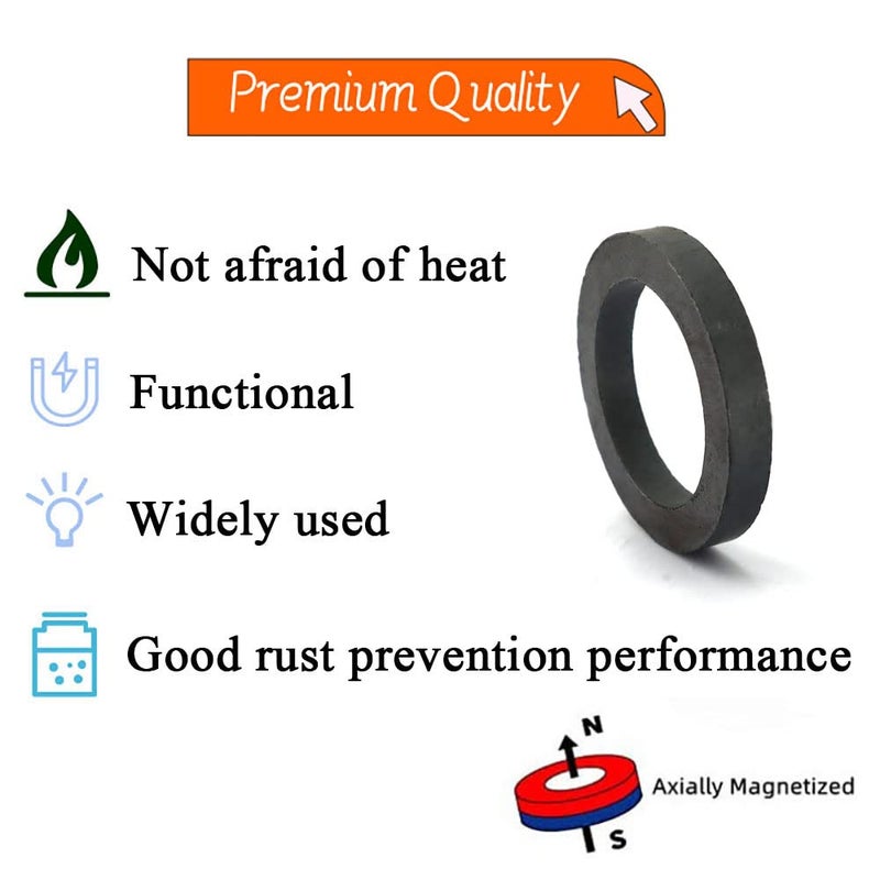 Burnur Ferrite Ring Magnets with Holes - 1.38 Inch (35mm) Round Disc Donut Magnets for Refrigerator Fridge, Science Projects, Crafts, Around The Office (Pack of 30) - Image 5